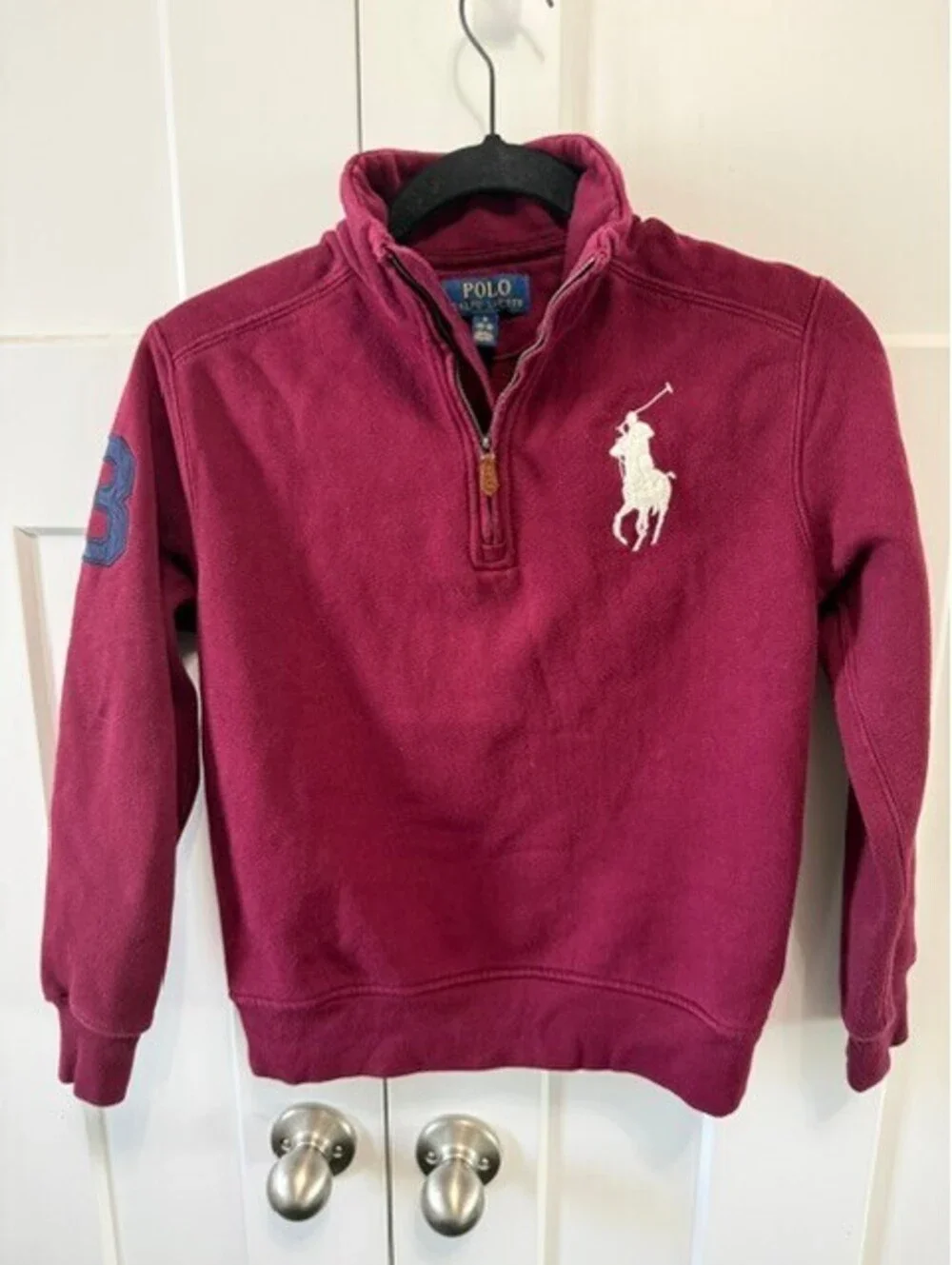 NWOT Ralph Lauren Big Pony burgundy quarter zip kids size Medium